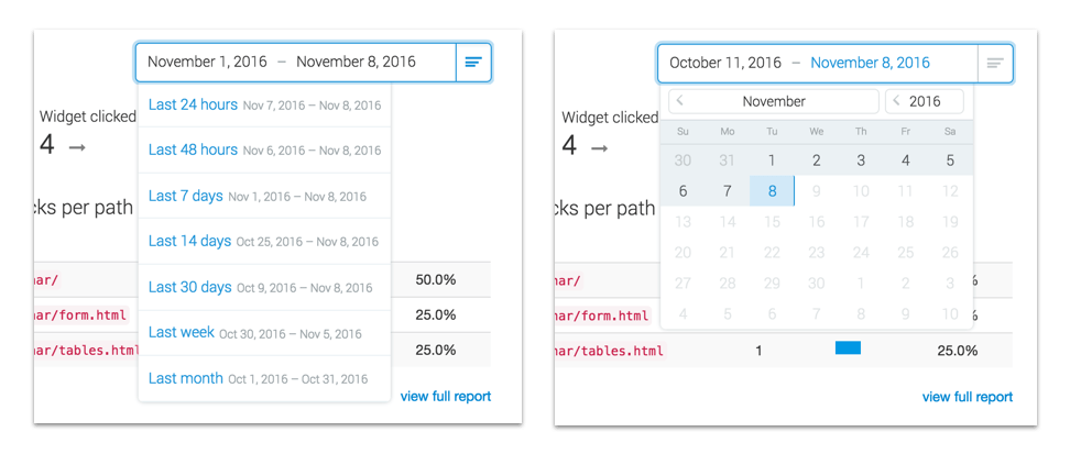 Date select in Analytics